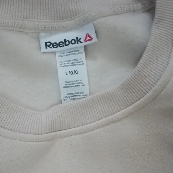 Reebok Woman's Cream and Black Crewneck Sweatshirts NWT Size L - Picture 2 of 10